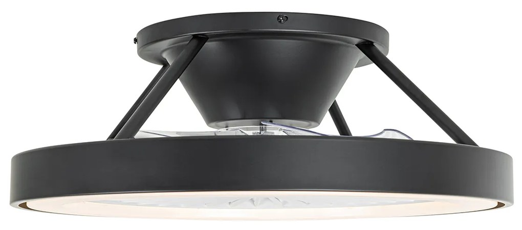 Ventilador de teto inteligente preto 54cm incl. LED regulável com controle remoto - Dave Moderno