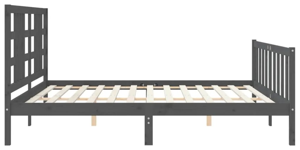 Estrutura de cama com cabeceira 200x200 cm madeira maciça cinza