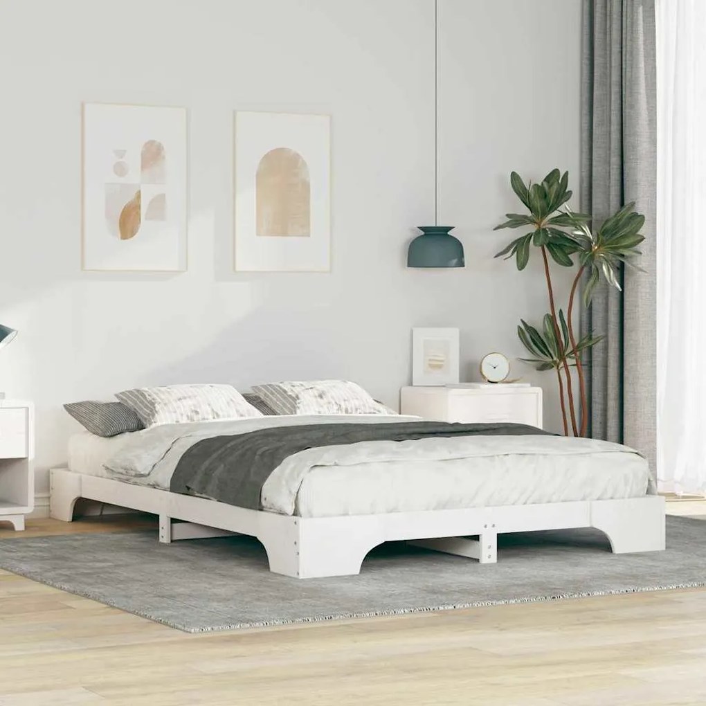 vidaXL Estrutura de cama de chão Branco 140 x 210 cm madeira
