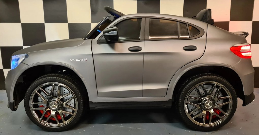 Carro elétrico 12V para crianças 3 a 6 anos 4x4 Mercedes AMG GLC, Pneus Borracha cinzento mate