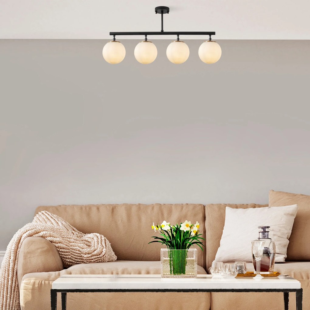 Candeeiro de Teto Fazli – Preto, Dourado e Creme – 70 x 15 x 35 cm