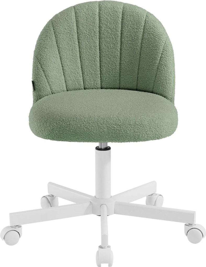 Cadeira de toucador ou cadeira de escritório, revestimento em tecido Teddy Fleece verde