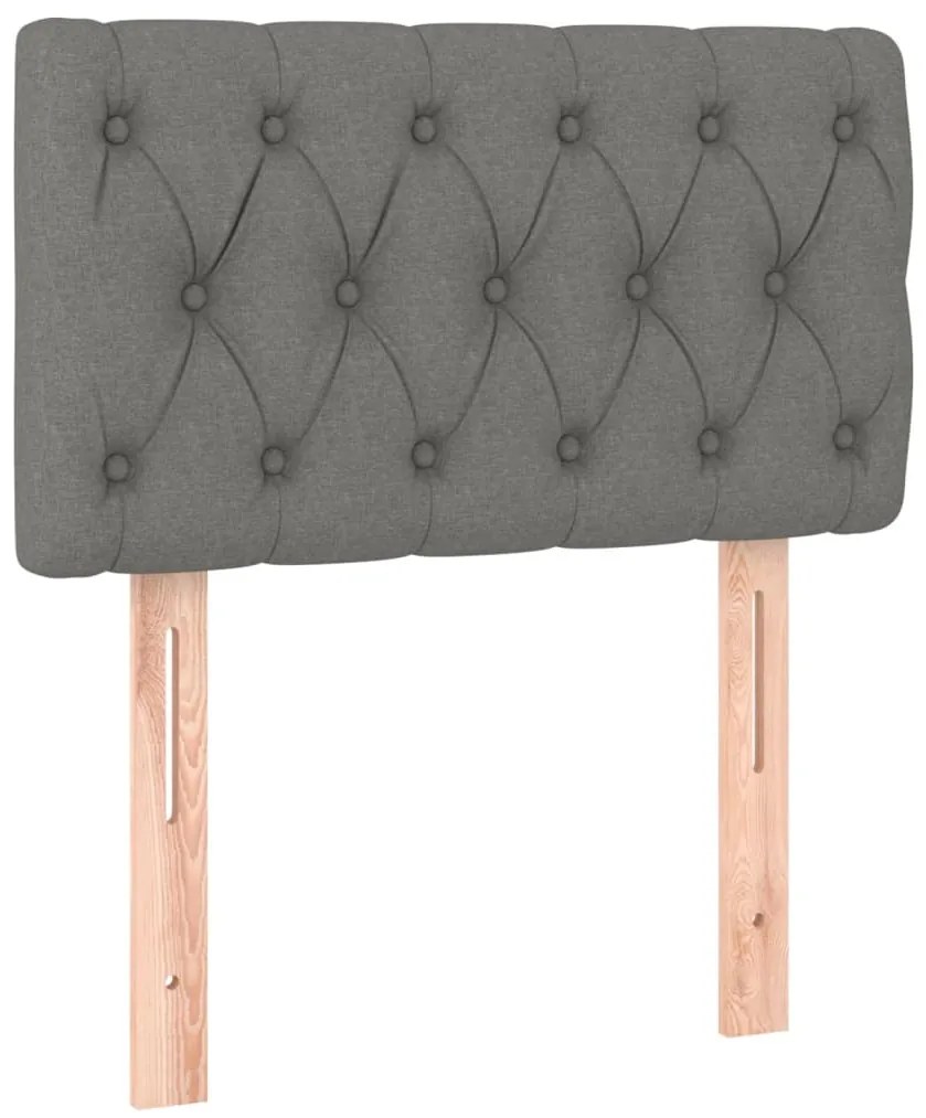 Cabeceira de cama c/ luzes LED tecido 80x7x78/88cm cinza-escuro
