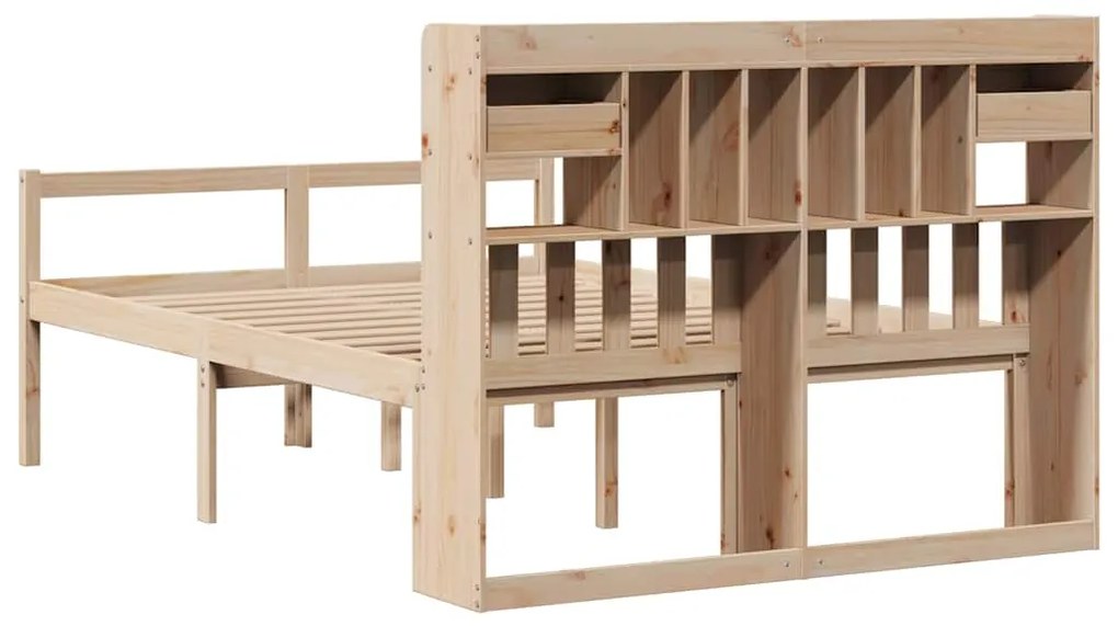 Cama com estante sem colchão 140x190 cm pinho maciço