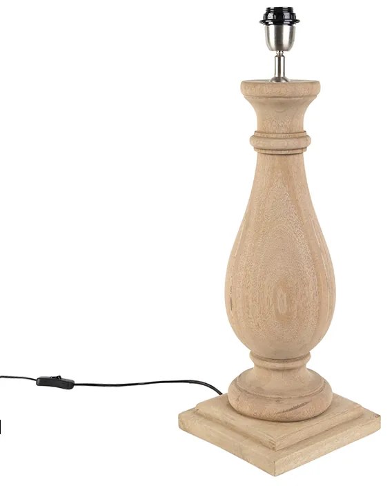 Candeeiro de mesa rústico com abajur de linho bege 55 cm - Burdock Rústico
