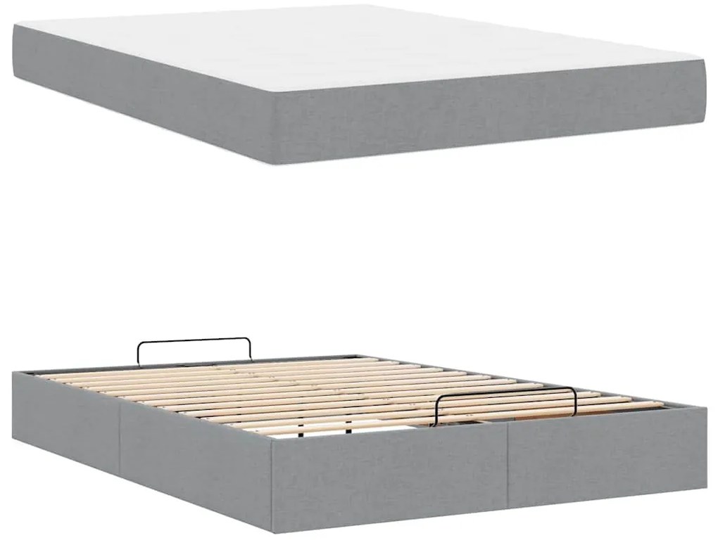 Estrutura da Cama Cinzento-claro 140 x 200 cm tecido