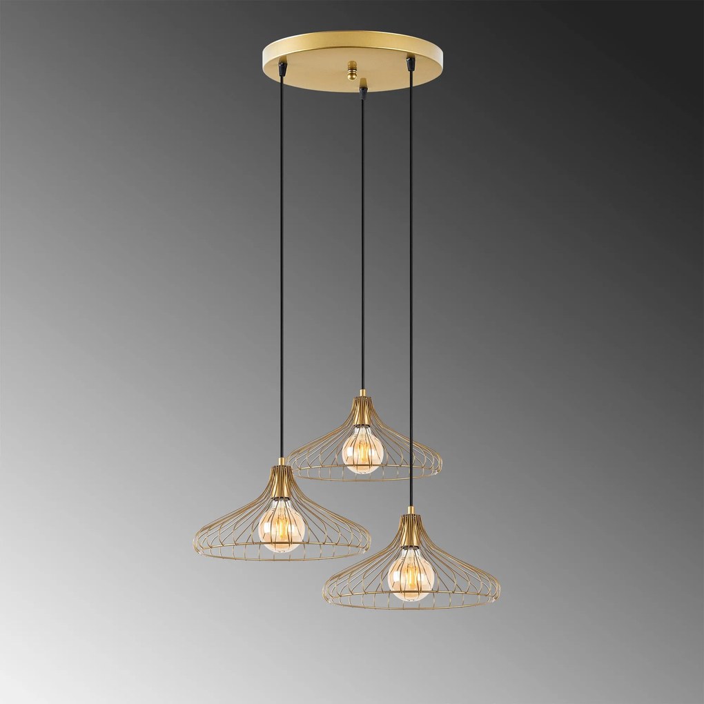Lustre Depay – Dourado Brilhante – 65 x 64 x 120 cm