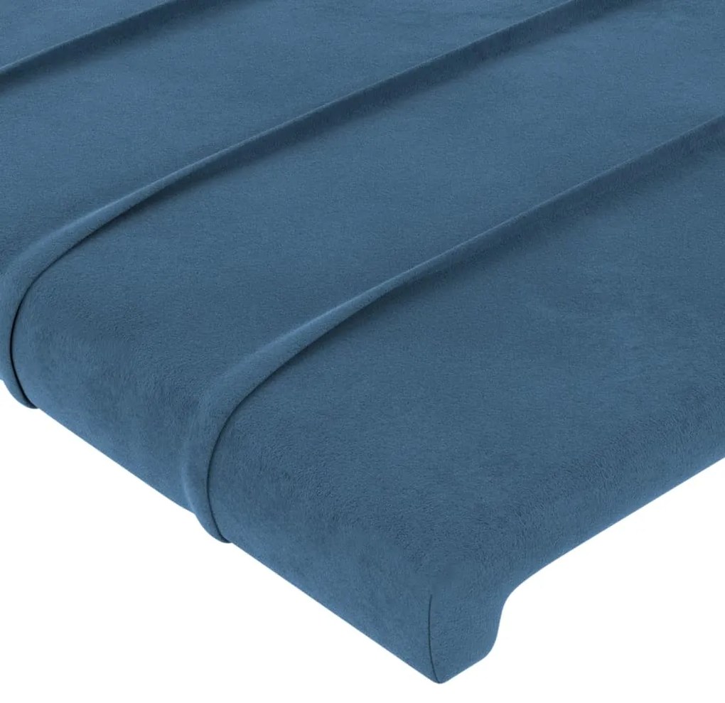 Cabeceira cama c/ luzes LED veludo 83x16x118/128 cm azul-escuro