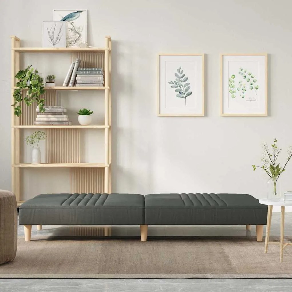Sofá-cama tecido cinzento-escuro