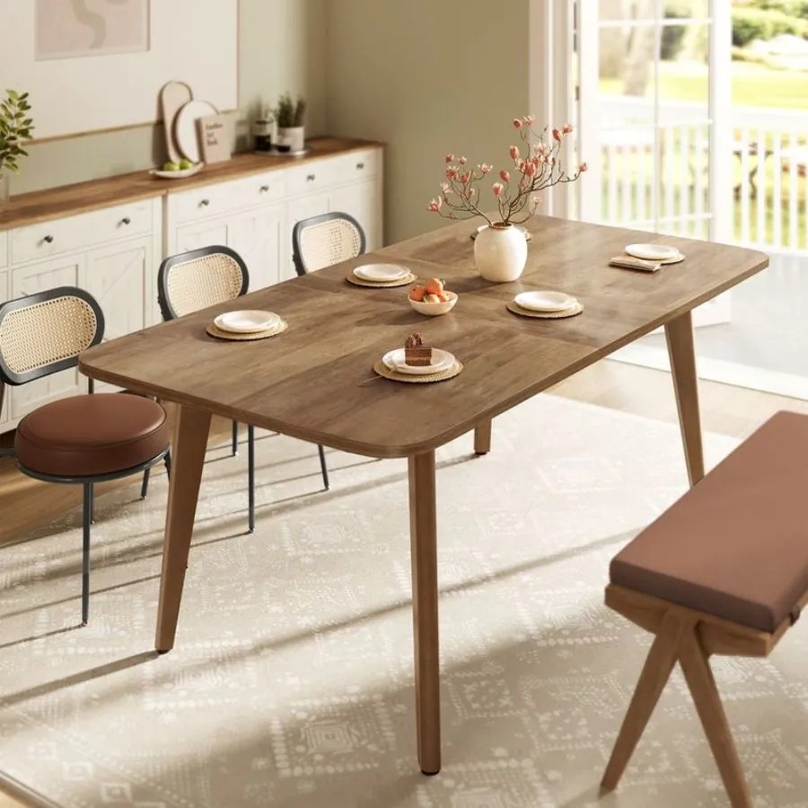 Mesa de jantar com tampo extensível 85 x (140/160/180) x 76,2 cm castanho mel