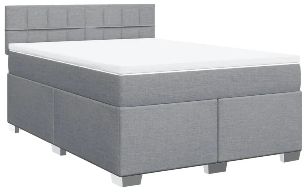 Cama com molas/colchão 140x190 cm tecido cinzento-claro