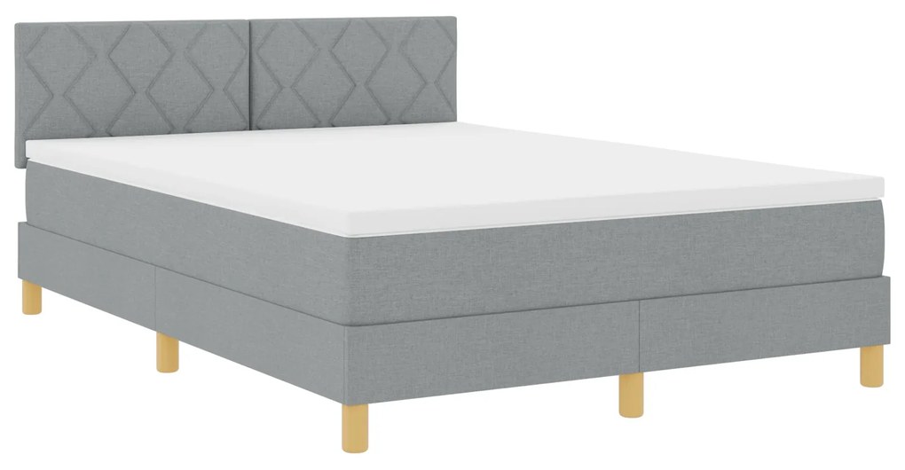 Cama Box Spring com Colchão Cinza Claro 140x200 cm Tecido