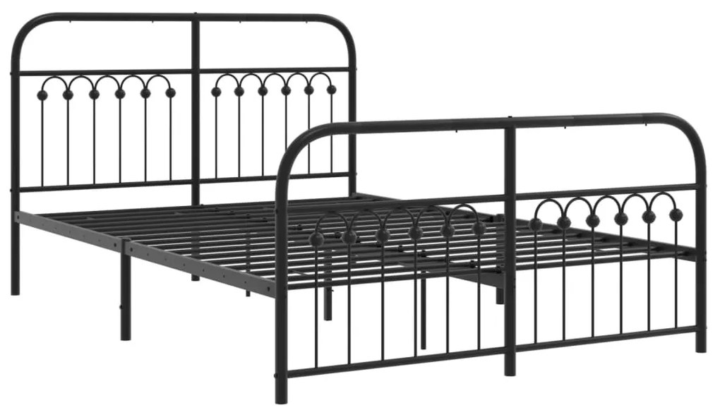 Estrutura de cama com cabeceira e pés 140x190 cm metal preto