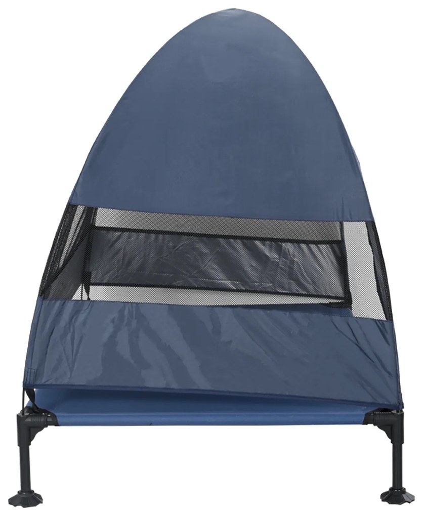 Cama Elevada para Cão com Toldo Removível Azul-marinho XL Aço