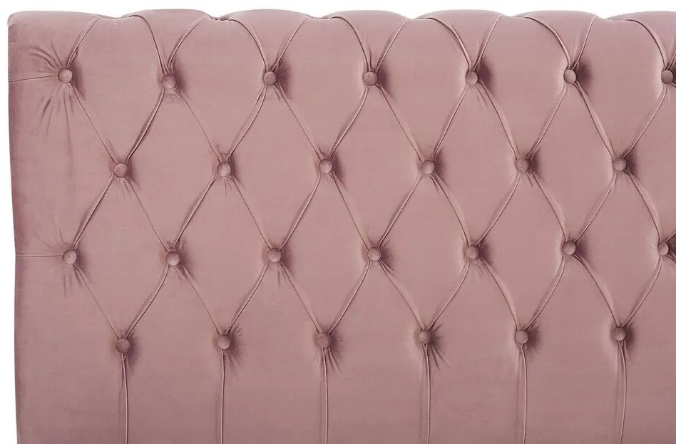 Cama de casal de água em veludo rosa 140 x 200 cm AVALLON Beliani