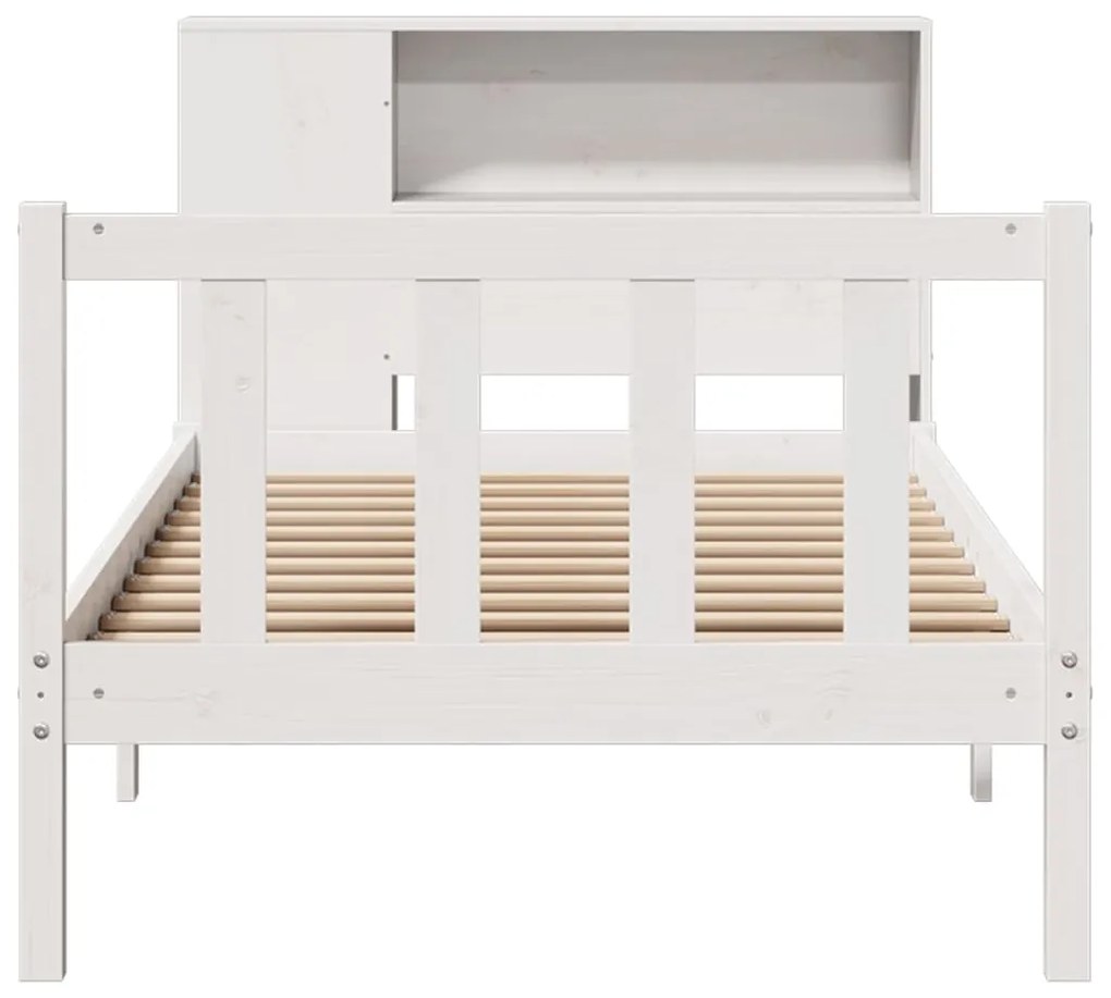 Cama com estante sem colchão 100x200 cm pinho maciço branco