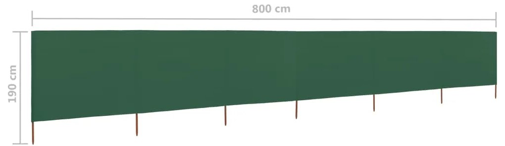 Para-vento com 6 painéis em tecido 800x160 cm verde