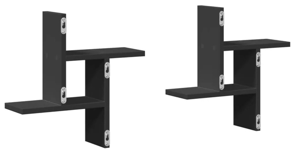 Prateleiras de parede 2 pcs 38x12x38 cm deriv. de madeira preto