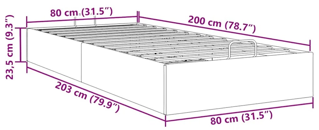 Otomano Bed Frame No Colchão Azul Escuro 80x200 cm Veludo