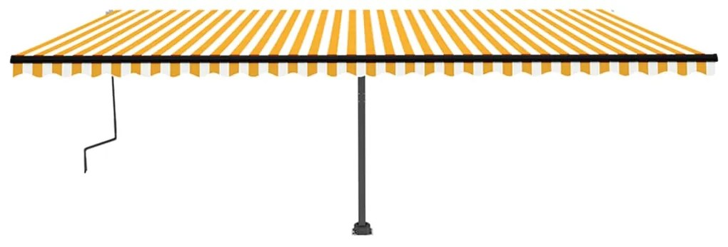 Toldo retrátil manual com LED 600x350 cm amarelo e branco