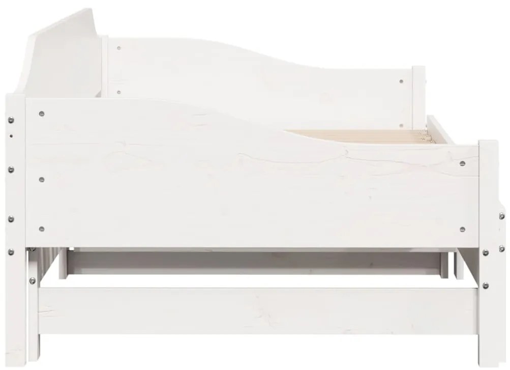 Sofá-cama com gavetão 80x200 cm madeira de pinho maciça branco