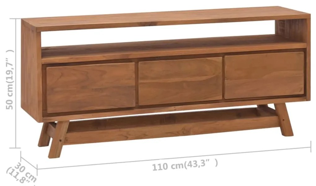Móvel de TV 110x30x50 cm madeira de teca maciça