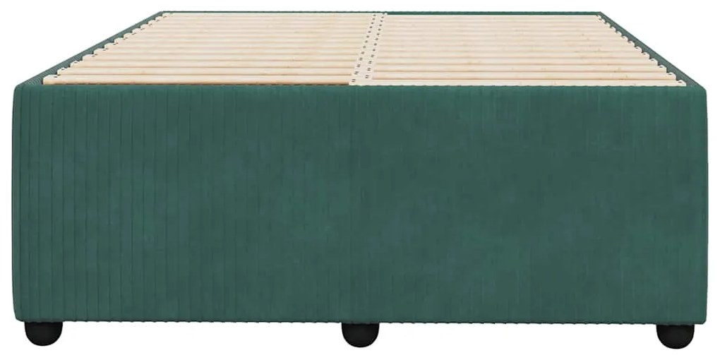 Estrutura de cama sem colchão 120x200 cm veludo verde-escuro