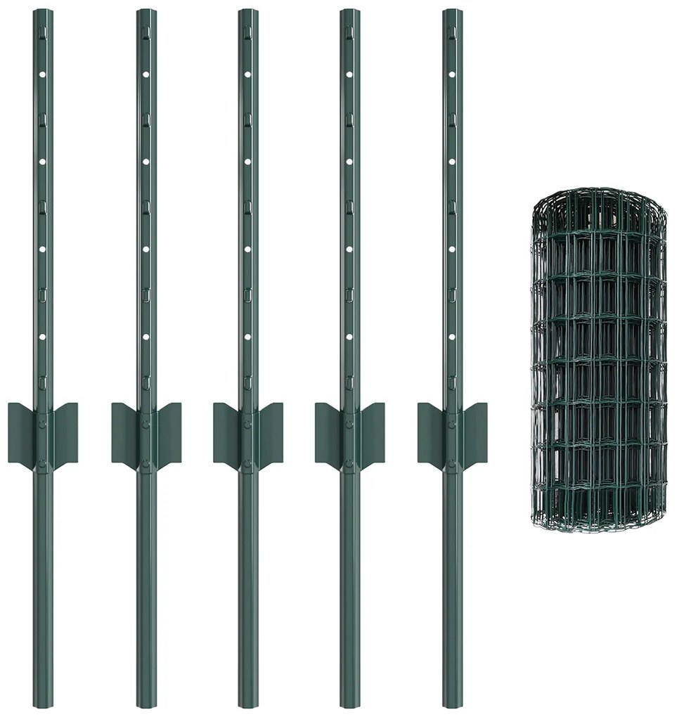 Cerca Euro com 5 Posts em U Verde 0.4x10 m Aço
