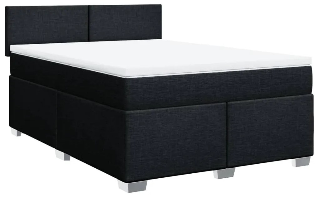 Cama com molas/colchão 160x200 cm tecido preto