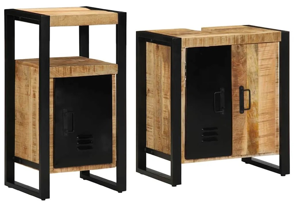 Conjunto de Móveis para Banheiro 2 pcs Madeira de manga rústica