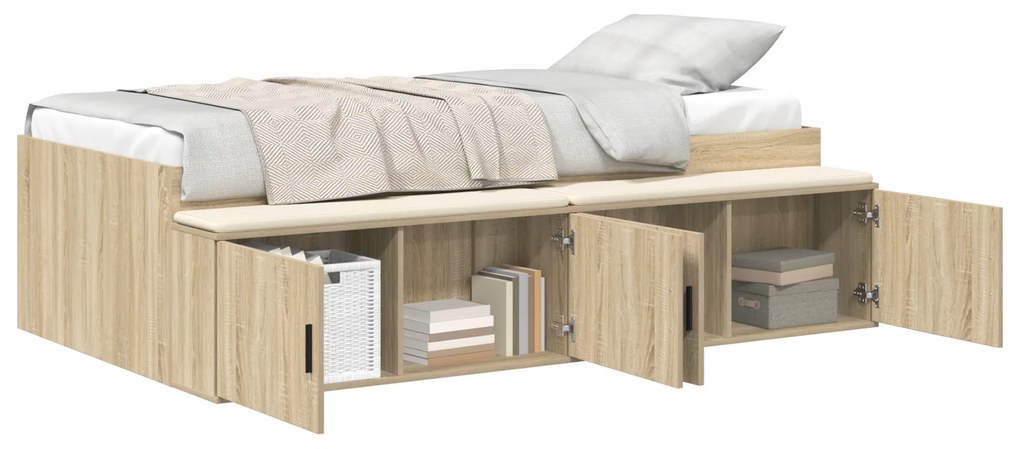 Cama com Armazenamento Carvalho Sonoma 90x190 cm