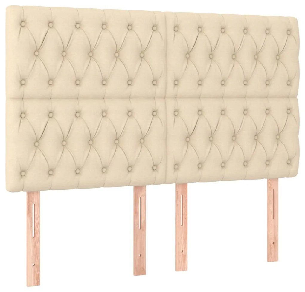 Estrutura de cama sem colchão 160x200 cm tecido cor creme