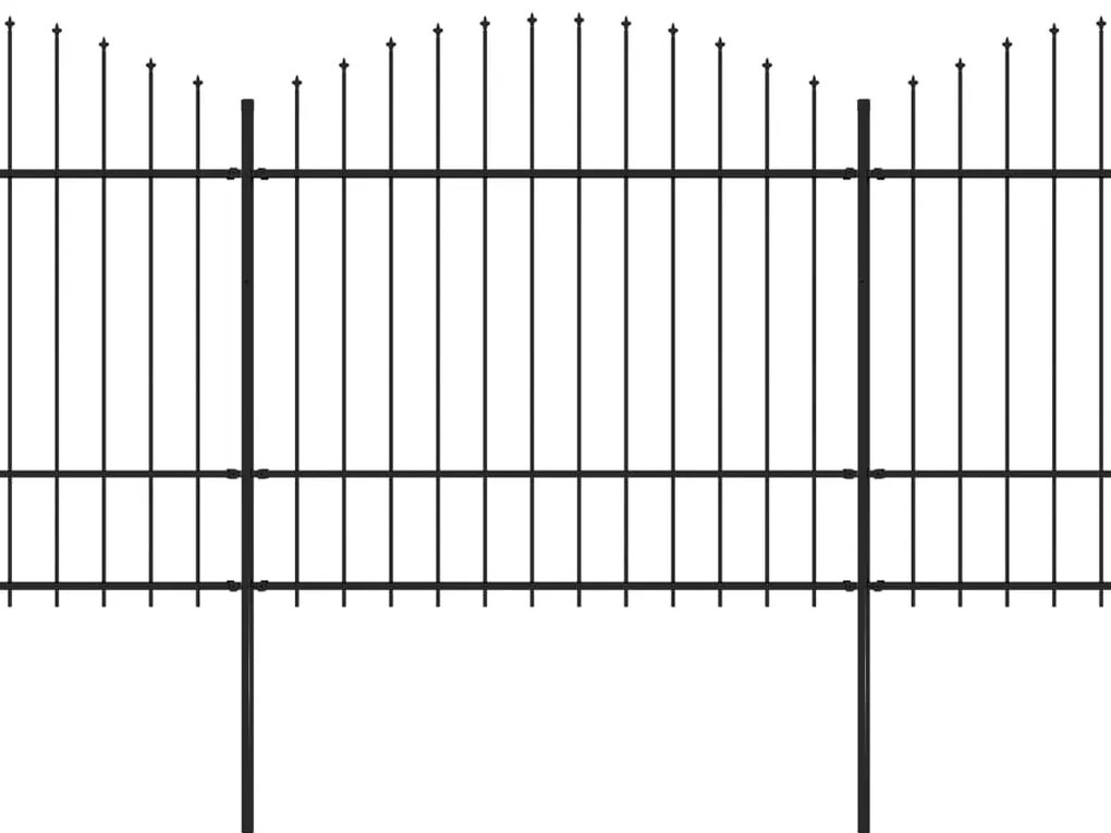 Cerca de jardim com topo em lanças (1,5-1,75)x11,9 m aço preto