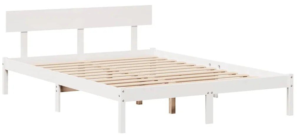 Cama sem colchão 140x200 cm madeira de pinho maciça branco