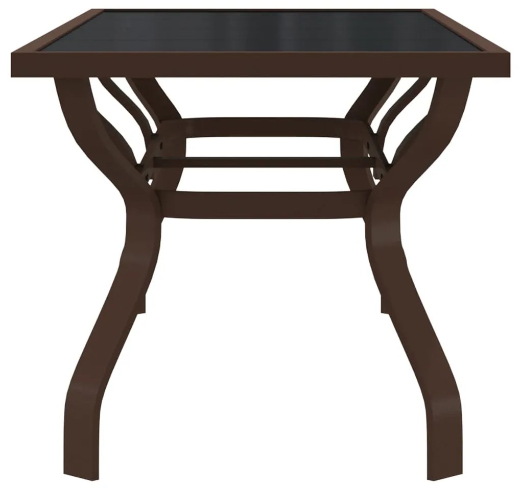 Mesa de jardim 180x80x70 cm aço e vidro castanho/preto
