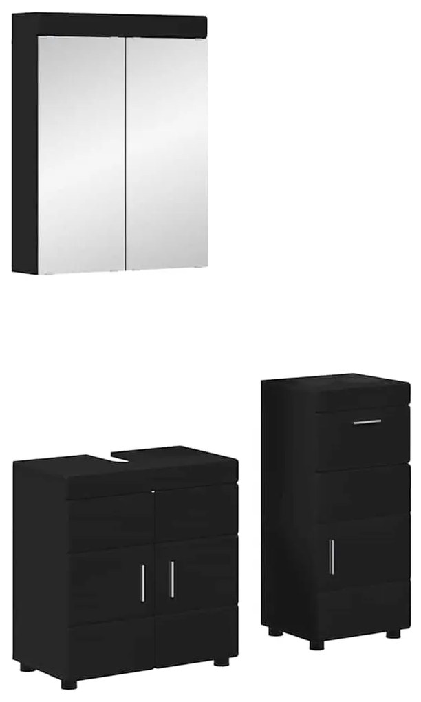 vidaXL Conjunto de Móveis para Banheiro TULUM Preto Madeira processada