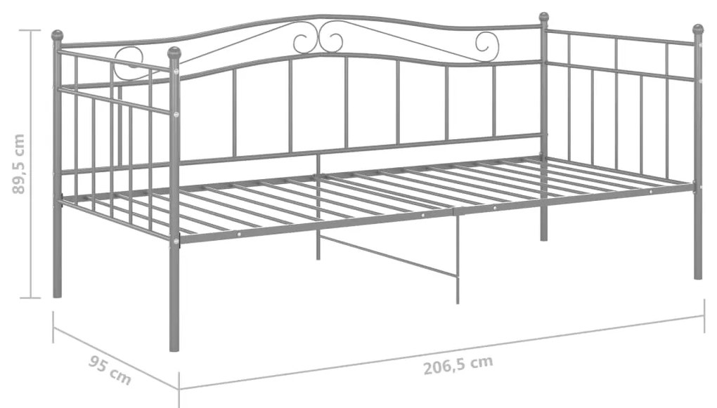 Sofá-cama 90x200 cm metal cinzento