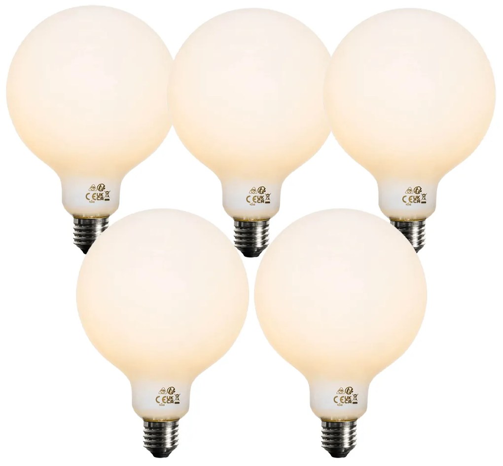Conjunto de 5 Lâmpadas LED E27 Reguláveis Opala G125 5W 450 lm 2200K