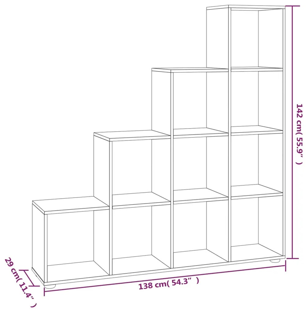 Estante escada/prateleira 142cm derivados madeira cinza cimento