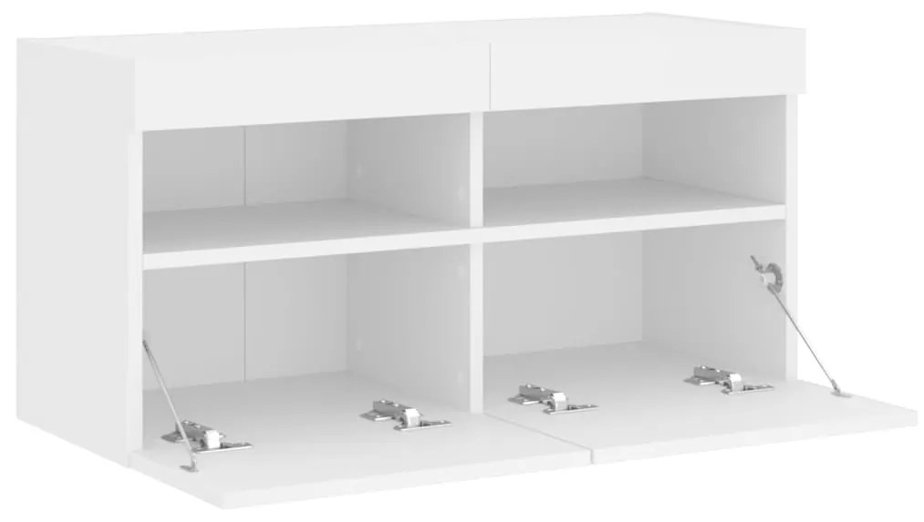 Móvel de parede para TV com luzes LED 80x30x40 cm branco