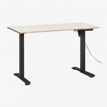 Escrivaninha Elevatória Elétrica Retangular Com Função De Memória Em Madeira E Ferro Serpi Madeira Branca & ↔︎ 120 Cm & Preto - Sklum