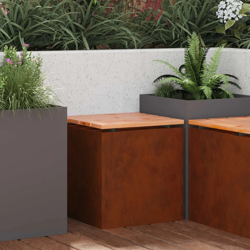 vidaXL Banco de jardim Ferro Enferrujado 40 x 40 x 43 cm Aço corten