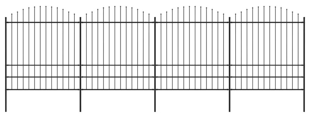 Cerca de jardim com topo em lanças (1,75-2)x6,8 m aço preto