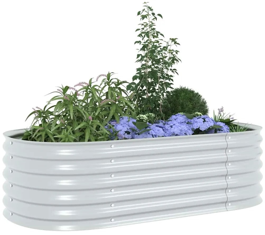 Canteiro elevado de jardim aço galvanizado 160x80x44cm prateado