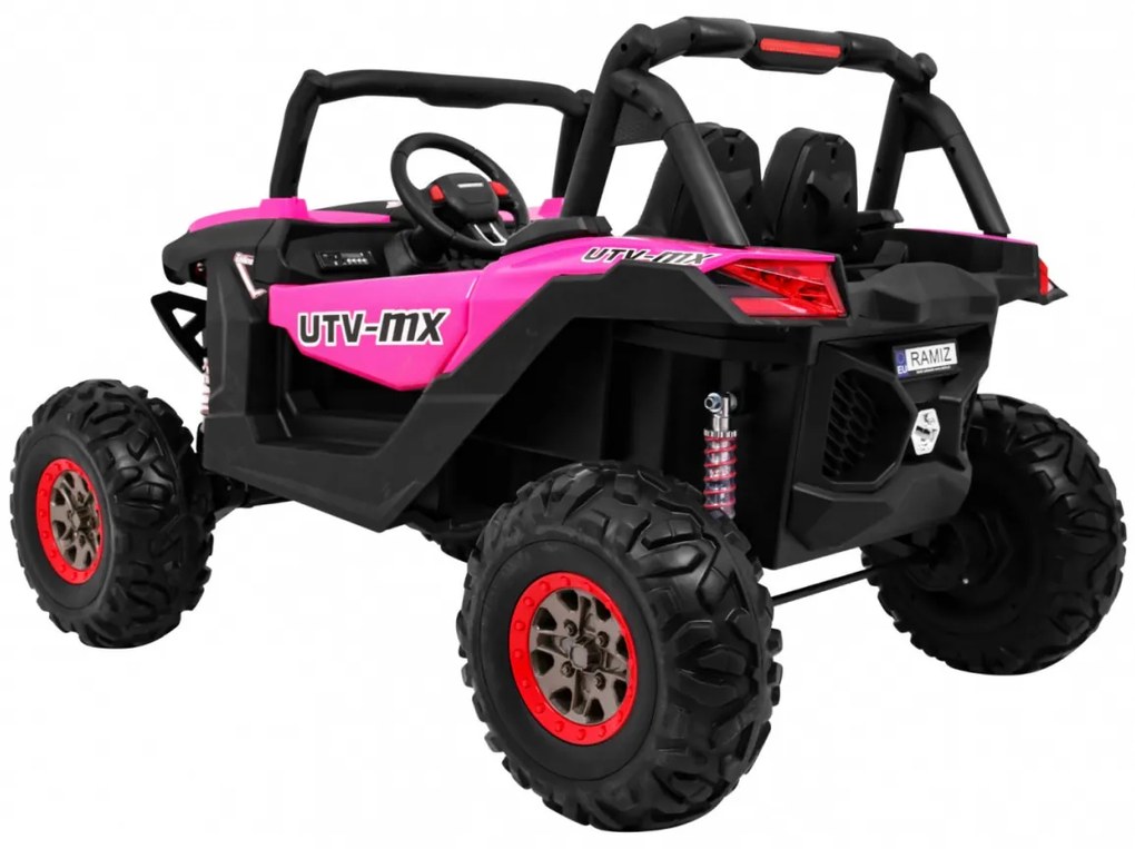 Buggy elétrico para Crianças 24V 4x4 2 Lugares SuperStar Rodas de EVA, Assento de couro Rosa