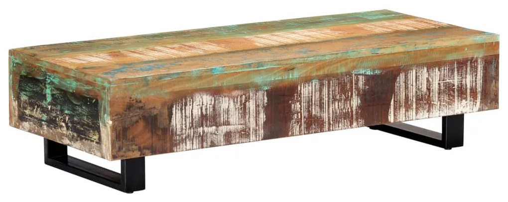 Mesa de centro 120x50x30 cm madeira recuperada maciça e aço