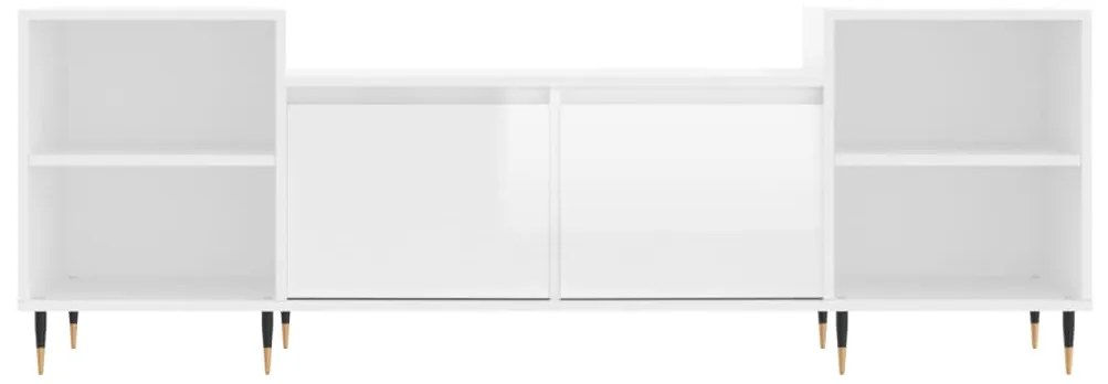 Móvel de TV 160x35x55 cm derivados de madeira branco brilhante