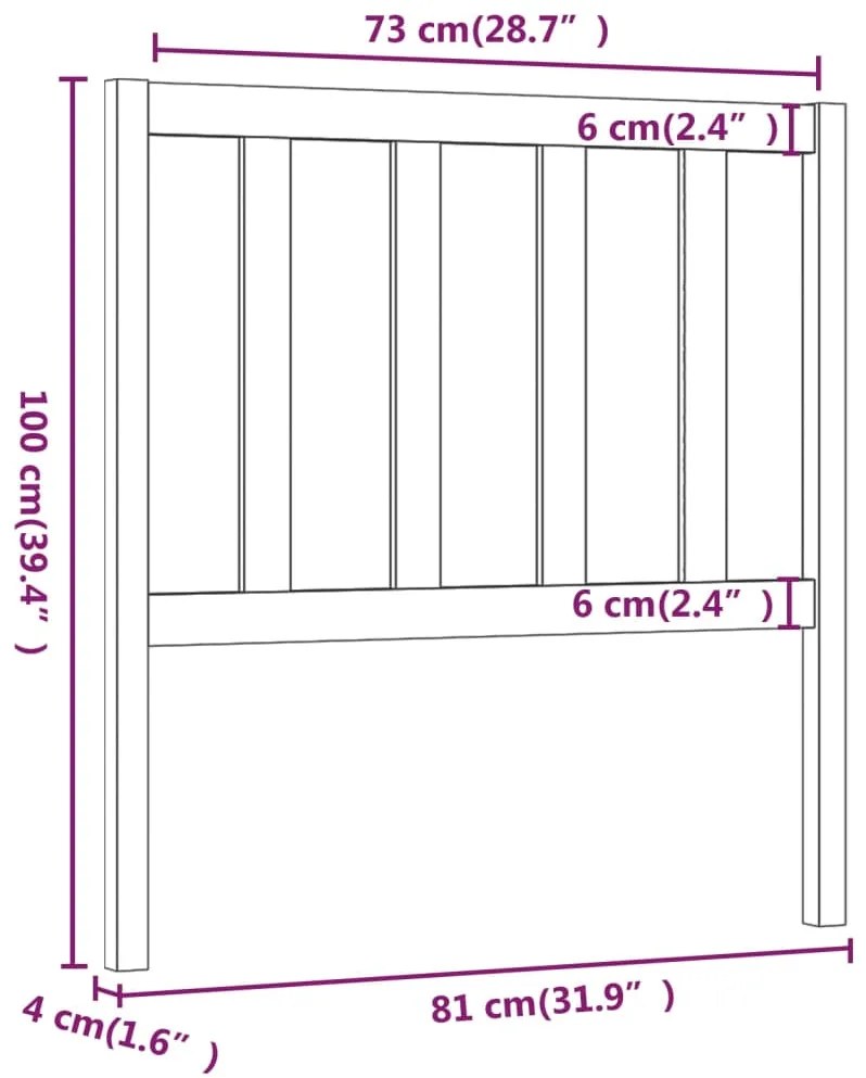 Cabeceira de cama 81x4x100 cm pinho maciço castanho mel