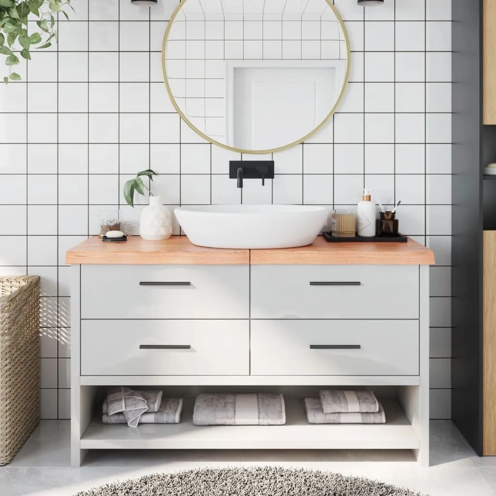 3156152 vidaXL Bancada p/ WC 140x60x6 cm madeira maciça tratada castanho-claro