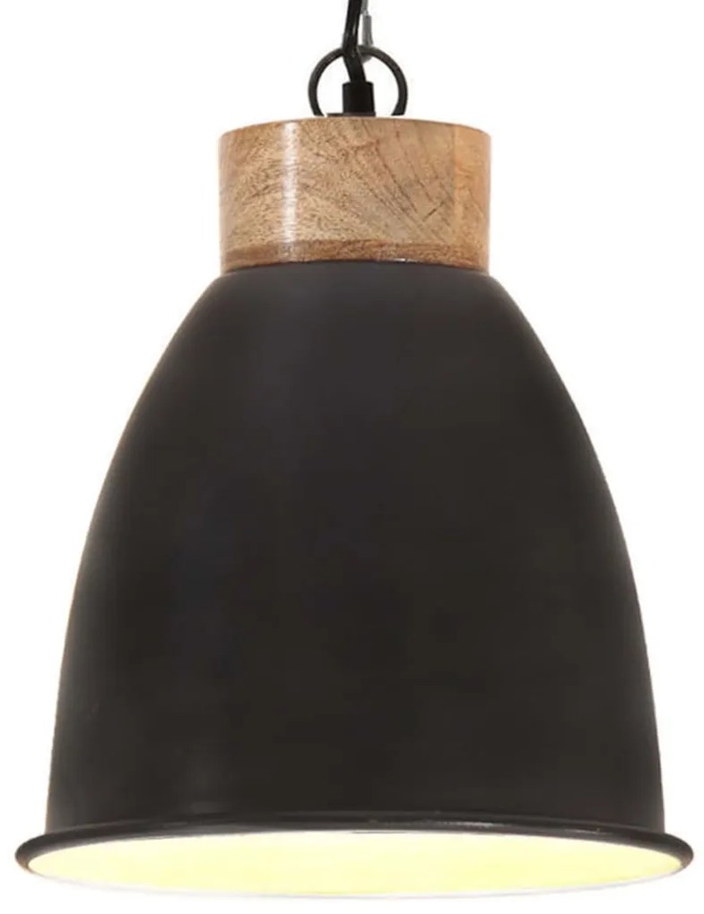 vidaXL Candeeiro teto industrial 23cm E27 ferro preto e madeira maciça